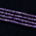 Natural Purple Amethyst Gemstone Tiny Small Faceted Rondelle Beads, 4x3mm, Hole ID 0.65mm, 15 Inch/1 Strand, GK-B3