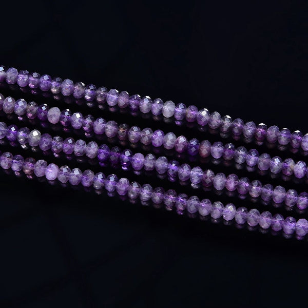 Natural Purple Amethyst Gemstone Tiny Small Faceted Rondelle Beads, 3x2mm, Hole ID 0.65mm, 15 Inch/1 Strand, GK-A3
