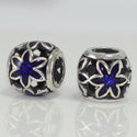 1pc Solid 925 Sterling Silver Sapphire Blue Star Flower Charm Bead, Compatible with Pandora All Other Charm Bracelet, EC 472