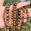 Natural Yellow Tigers Eye Gemstone Round Beads, 1 Strand/15 Inch, Size Selections: 4mm/6mm/8mm/10mm