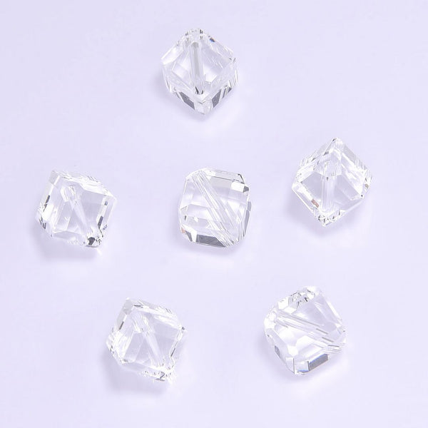 25pcs Adabele Austrian Faceted Diagonal Cube Crystal Beads #5600, Crystal Clear, 7mm, Hole ID 1.1mm, SSD-701