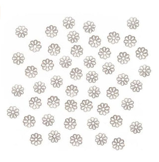 200pcs Filigree Flower Bead Caps, Silver Plated Bead End Caps, Size selections: 6mm/8mm/10mm