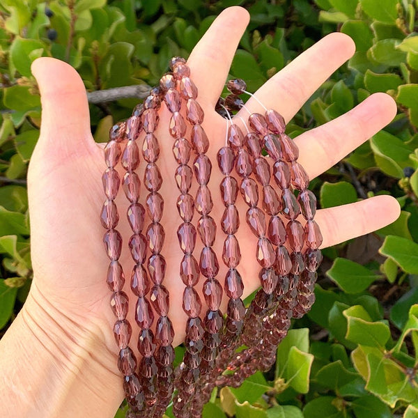 120pcs Creative Club Faceted Teardrop Crystal Glass Beads, Center Drilled, Burgundy Red, 12x8mm, Hole ID 1mm, CCT-1211