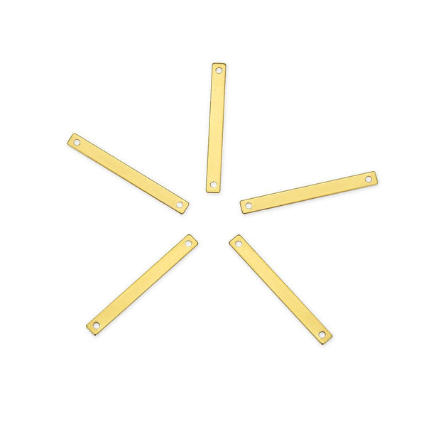 10pcs 30mm 2-Hole Rectangle Bar Links, Tarnish Resistant, 18K Yellow Gold Plated Brass, BFW-A22