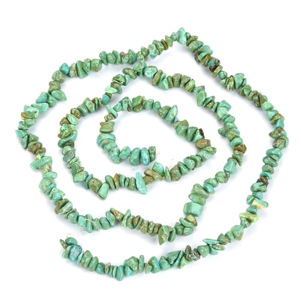 Natural Turquoise Green Howlite Gemstone Chip Beads, Free Form, 5mm-8mm, Hole ID 1mm, 1 Strand/31 Inch, GZ1-5