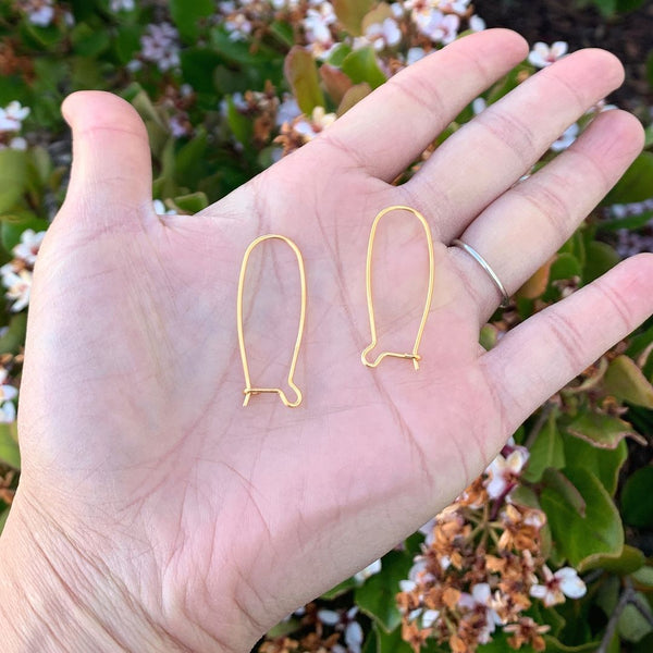 10pcs 925 Sterling Silver Kidney Earring Hooks, Real 18K Yellow Gold Plated, 0.9mm/19 Gauge, Length Selections: 18mm/25mm/36mm