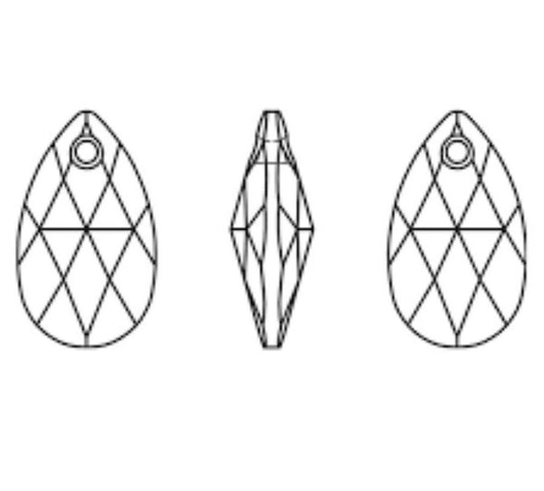 20pcs Creative Club Faceted Crystal Glass Pear Chandelier Pendant Drops, Jet Black, 22x13mm Large, Hole ID 1mm, CCE-23