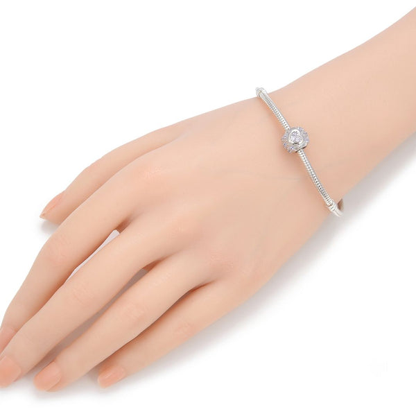 1pc 925 Sterling Silver Round Heart Pattern June Birthstone Bead Charm, Light Purple Alexandrite Cubic Zirconia CZ, 11x9mm, Hole ID 4.5mm, EC1-H6