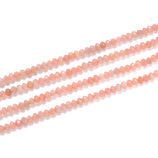 Natural Pink Moonstone Gemstone Tiny Small Faceted Rondelle Beads, 3x2mm, Hole ID 0.65mm, 15 Inch/1 Strand, GK-A6