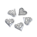 20pcs Tree of Life Heart Charms, 28mm Large One Sided Heart Drop Pendants, Antique Silver, MC-D9