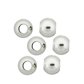 100pcs Large Hole Round Beads, Silver Plated, Size Selections: 4mm/6mm/8mm/10mm