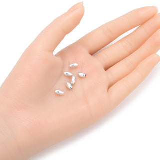 500pcs Tarnish Resistant Oval Beads, Sterling Silver Plated Brass, Size Selections: 7x4mm, 8x5mm, 10x6mm, 12x7mm