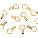 10pcs Real 1/20 14K Gold Filled Crimp Cord End Caps, Closed Ring, Hole ID 1mm, JK4-D1
