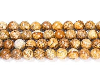 Natural Picture Jasper Gemstone Round Beads, 15 Inch/1 Strand, Size Selections: 4mm/6mm/8mm/10mm