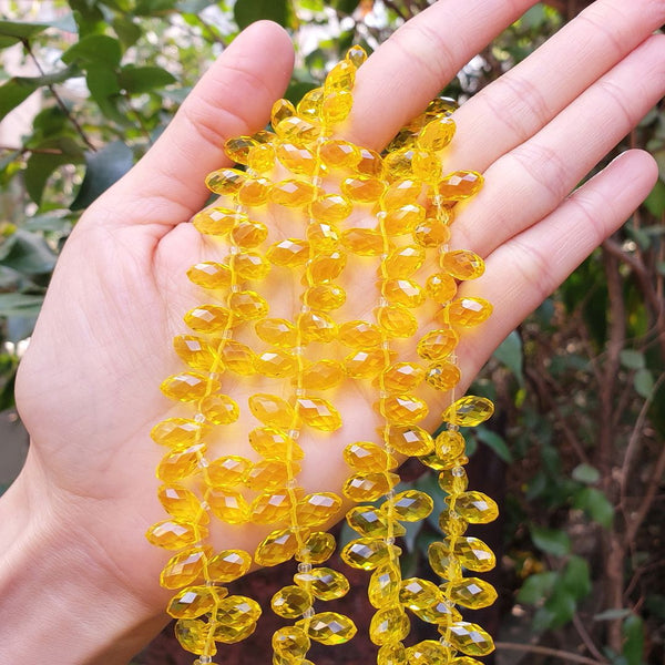 200pcs Creative Club Faceted Teardrop Briolette Crystal Glass Beads, Pendant Drop, Light Topaz Yellow, 12x6mm, Hole ID 1mm, CCT2-9