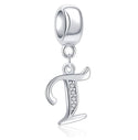 1pc 925 Sterling Silver Letter T, Alphabet Charm Pendant Drop, 18mm Long, Hole ID 4.5mm, EC3-A20