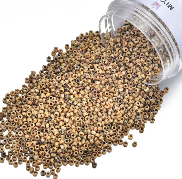 25g Miyuki Rocaille 11/0 Round Seed Beads Opaque Picasso Brown RR-4517