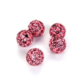25pcs Adabele Grade A Suncatcher Crystal Rhinestone Pave Polymer Clay Beads, Rose Pink, Size Selections: 8mm/10mm/12mm