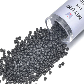 30g Miyuki Delica 11/0 Seed Beads, Duracoat Opaque Charcoal Grey DB2368