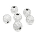 10pcs 925 Sterling Silver Sparkle Stardust Round Spacer Beads, 6mm, Hole ID 1.3mm, SS245-6