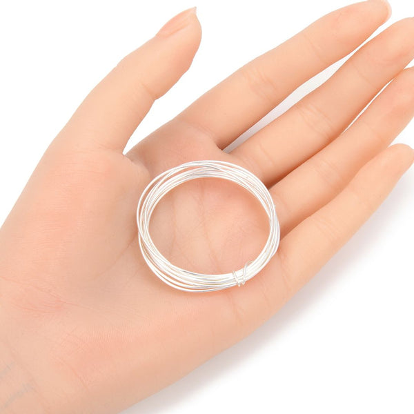 5 Feet 925 Sterling Silver Jewelry Wire, Half Hard Round Beading Wire, Wire Gauge Selections: 0.4mm/0.5mm/0.6mm/0.7mm/0.8mm/0.9mm