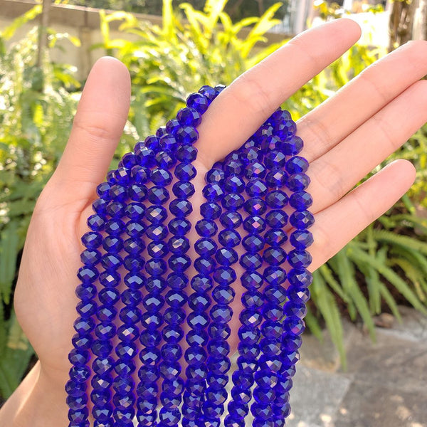 140pcs Creative Club Faceted Rondelle Crystal Glass Beads, Cobalt Blue, 8x6mm, Hole ID 1.1mm, CCR825
