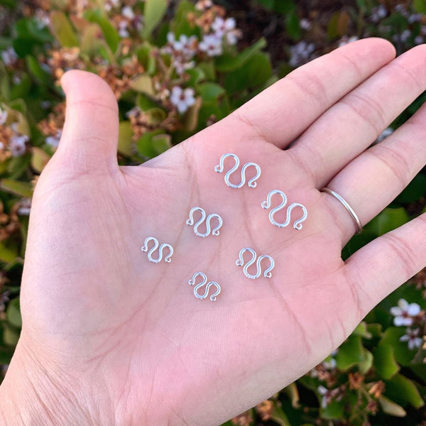 5pcs 925 Sterling Silver M Hook Clasp, Tarnish Resistant Rhodium Plated, Size Selections: 9mm/10mm/12.5mm