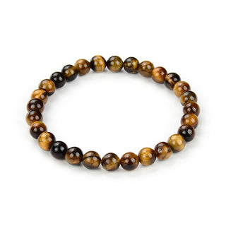 1 Strand Stretch Natural Grade A Yellow Tiger Eye  Beaded Gemstone Bracelet, 6mm Beads, Length Selections: 7 inch/7.5 inch/8 inch