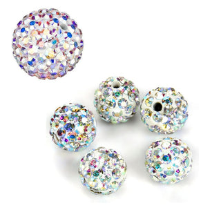 25pcs Adabele Grade A Suncatcher Crystal Rhinestone Pave Polymer Clay Beads, Clear White AB, Size Selections: 6mm/8mm/10mm/12mm