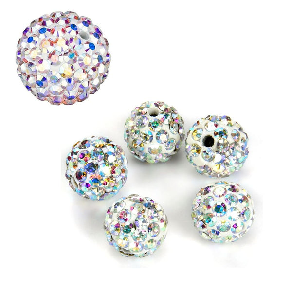25pcs Adabele Grade A Suncatcher Crystal Rhinestone Pave Polymer Clay Beads, Clear White AB, Size Selections: 6mm/8mm/10mm/12mm
