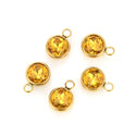 10pcs Grade A November Topaz Yellow Birthstone Charm Drops, 18K Yellow Gold Plated Stainless Steel, Tarnish Resistant, 10mm, CCP31-11