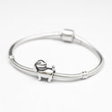 1pc Cute Real Solid Sterling Silver Dog Charm Puppy Bead, Compatible with Pandora All Other Charm Bracelets, EC489