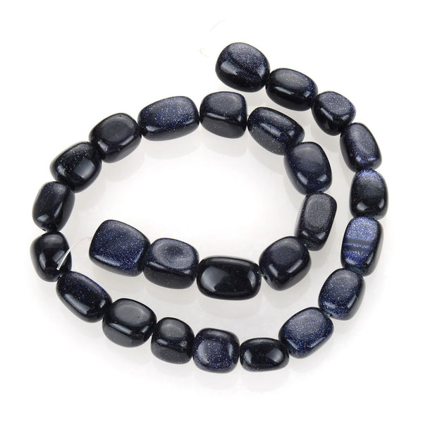 Blue Goldstone Imitation Sandstone Gemstone Tumbled Nugget Beads, Irregular, 10mm-13mm, Hole ID 1mm, 1 Strand/15 Inch, GZ4-6