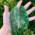 Natural Green Jade Gemstone Faceted Round Beads, 6mm, Hole ID 0.9mm, 2 Strands/28 Inch Total, GH-E19