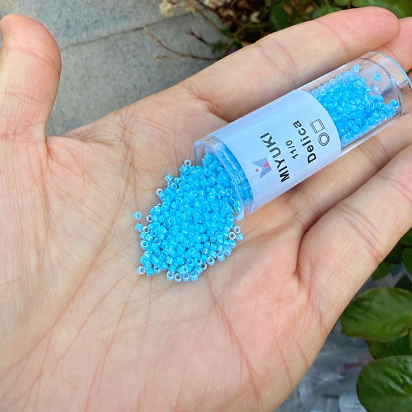 30g Miyuki Delica 11/0 Seed Beads, Translucent Luminous Dyed Blue DB2039