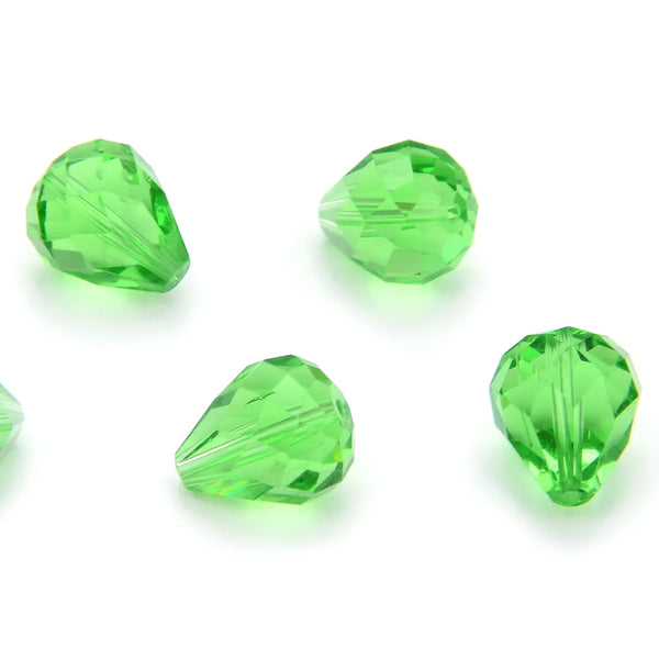 24pcs Adabele Austrian Faceted Teardrop Crystal Beads #5500, Peridot Green, 12mm x 10mm, Hole ID 1.2mm, SST-1216