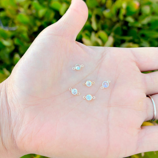 2pcs 1/20 14K Gold Filled April Birthstone Links, Clear Cubic Zirconia, 4mm Small, Non Tarnish, JK10-A4