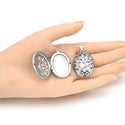 5pcs 316 Surgical Stainless Steel Living Memory Floating Lockets, 35mm Oval Filigree Flower Waterproof Pendants, MP-A6