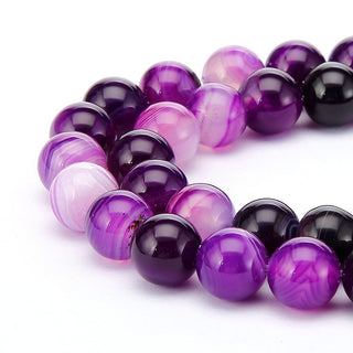 AAA Natural Banded Purple Agate Gemstone Round Beads, 15 Inch/1 Strand, Size Selections: 4mm/6mm/8mm/10mm