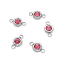 10pcs Grade A July Ruby Birthstone Links, Stainless Steel, Tarnish Resistant, 6mm, CCP34-7