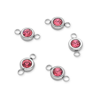 10pcs Grade A July Ruby Birthstone Links, Stainless Steel, Tarnish Resistant, 6mm, CCP34-7