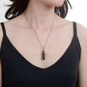 1pc Natural Brown Yellow Tiger Eye Gemstone Pendant Necklace, 18 Inch Surgical Stainless Steel Chain, GGP-C1