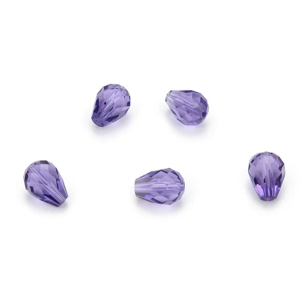 24pcs Adabele Austrian Faceted Teardrop Crystal Beads #5500, Tanzanite Purple, 8mm x 6mm, Hole ID 1mm, SST-826