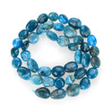 Natural Blue Apatite Gemstone Oval Tumbled Pebble Beads, Irregular, 8mm to 10mm, Hole ID 1mm, 15 Inch/1 Strand, GZ12-18