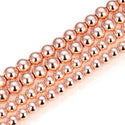 Natural Hematite Gemstone Round Beads, Rose Gold Plated, 15 Inch/1 Strand, Size Selections: 6mm/8mm/10mm