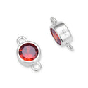 2pcs 925 Sterling Silver 4mm Tiny January Birthstone Links, Tarnish Resistant, Garnet Red Cubic Zirconia Gemstone Connector, SXP6-1