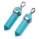 1pc Natural Blue Howlite Gemstone Pendant Necklace, 18 Inch Surgical Stainless Steel Chain, GGP-C10