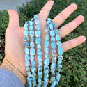 Natural Larimar Gemstone Oval Tumbled Pebble Beads, Irregular, 8mm to 10mm, Hole ID 1mm, 15 Inch/1 Strand, GZ12-16
