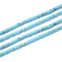 Natural Turquoise Blue Howlite Gemstone Heishi Tube Rondelle Beads, 4x2mm/Small, Hole ID 0.9mm, 14.5 Inch/1 Strand, GH-C17