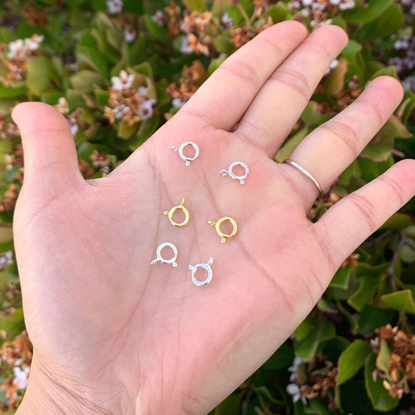 10pcs 925 Sterling Silver Springring Clasps, Open Ring, Size Selections: 5mm/7mm